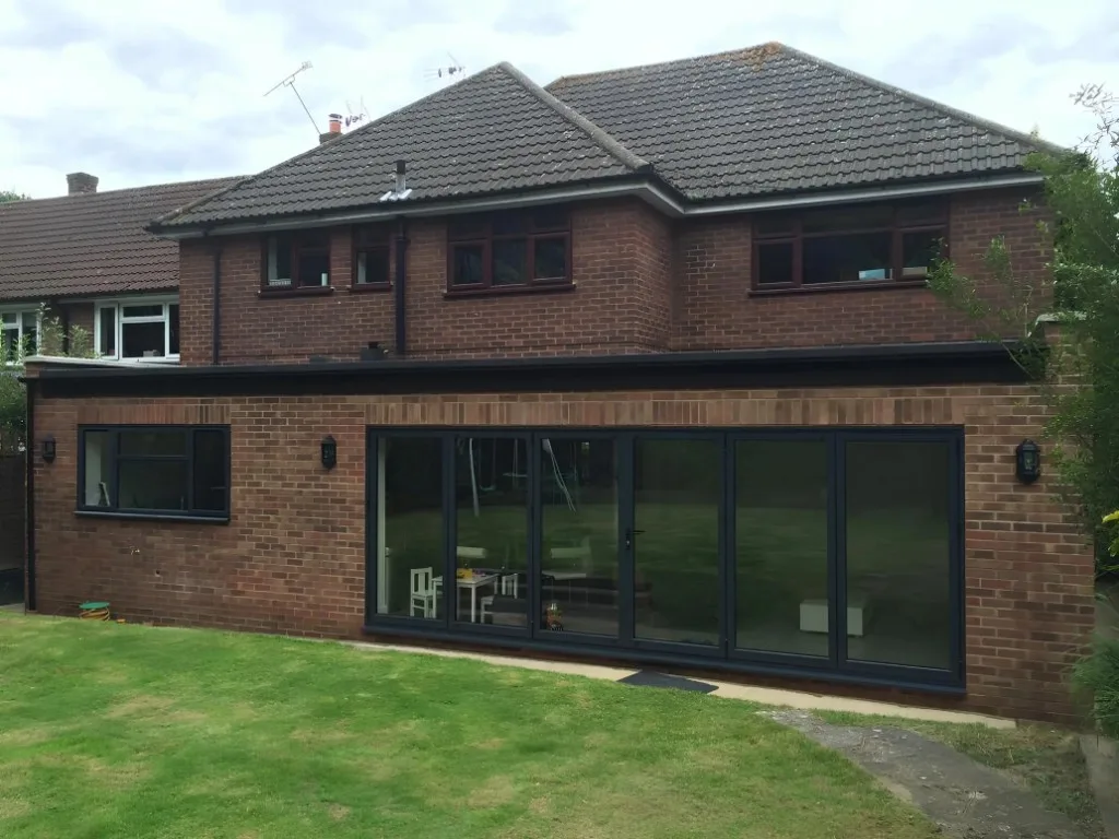 Full-width rear extension with anthracite bifold doors